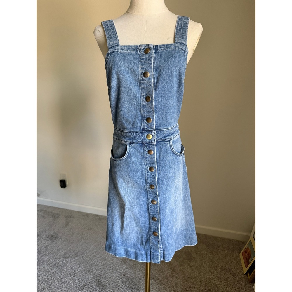 FRAME Denim Claire Islet Button Front‎ Mini Dress Mid Wash Jean Small